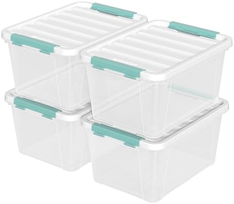 4-Pack 20 Quart Storage Bins with Lid, Clear by Uumitty