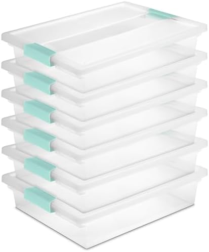 Sterilite Clip Box, Stackable Clear Plastic Bins- Large, 6-Pack by Sterilite