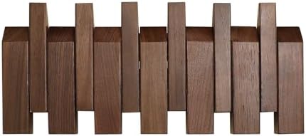 Walnut Wood Slanted Hanger Wall Mounted with 6 Hooks for Bathroom or Bedroom or Entryway by Evionlin