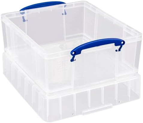 Really Useful Box 9 Liter Stackable Storage Container w/XL Snap Lid & Built-in Clip Lock Handles for Home or Office Organization, Clear (4 Pack) - Image 4
