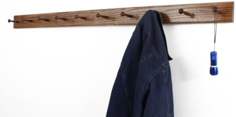 Solid Oak Shaker Peg Rack Made in The USA - Chestnut Stain 58 x 3.5 Inches with 10 Pegs - Image 2