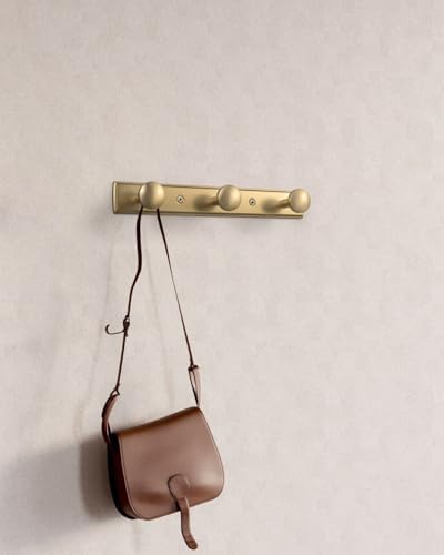 Goo-Ki Champagne Bronze Coat Rack Wall Mount with Escutcheon Backplate, Modern Heavy Duty Zinc Coat Hooks, Soft Gold Hat and Towel Hanger Rail for Entryway, Bathroom and Mudroom (3 Hooks) - Image 3