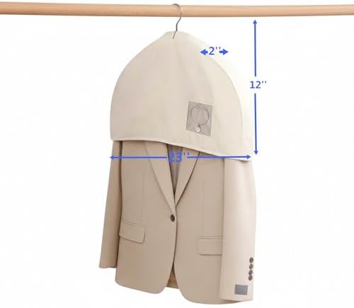 Cotton Shoulder Garment Bags with 2" Gusset, Breathable Clothes Dust Covers with Clear PVC Pocket, Reusable Washable Protectors for Suit, Coat, Dress, Closet Storage & Travel (8 Pake) - Image 2