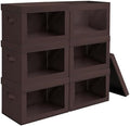 Homsorout Brown Fabric Storage Bins with Lids - 6 Pack Modern Lidded-Home Storage Bins, 14 Inch. - Perfect for Clothes, Books, CD, Office Supplies by Homsorout