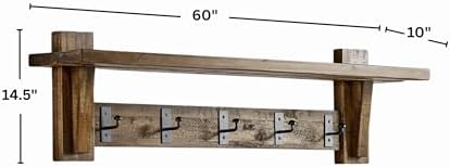 Alaterre Furniture Durango Rustic Wall Mounted Coat Rack, Natural, 60 Inch - Image 3