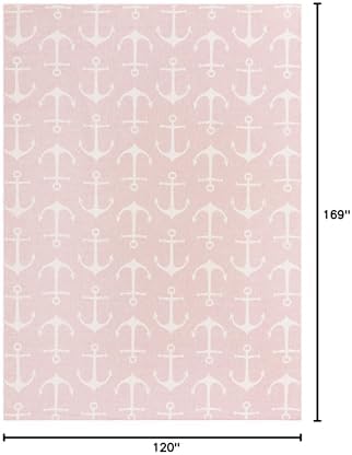Unique Loom Outdoor Coastal Collection Area Rug - Ahoy (10' x 14' 1" Rectangle, Pink/ Ivory) - Image 2