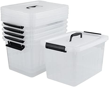 Kekow 6-Pack 10 L Plastic Storage Boxes, Clear Plastic Storage Bins with Lids by Kekow