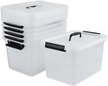 Kekow 6-Pack 10 L Plastic Storage Boxes, Clear Plastic Storage Bins with Lids by Kekow