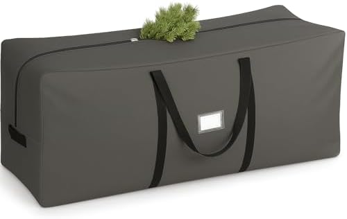9 Foot Christmas Tree Storage Bag – Extra Large Christmas Tree Storage Container for Artificial Trees up to 9ft, Heavy-Duty 600D Oxford Fabric, Reinforced Handles, Durable Zippers, Gray by PEULEX