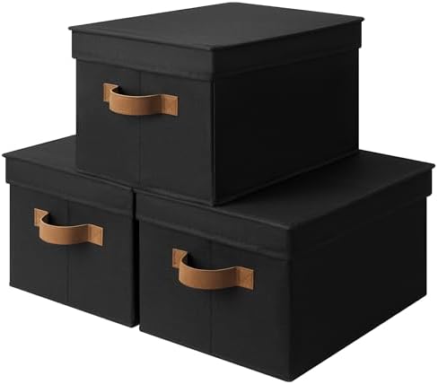 StorageWorks Fabric Storage Bins with Lids, Closet Storage Bins by StorageWorks