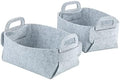 WENKO Felt basket Nina S, set of 2 storage baskets made of recycled polyester felt, space-saving foldable felt baskets with practical carrying handles & 2.4 L capacity each, 19 x 14 x 9 cm, light grey by Wenko%2C+Inc.