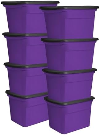 Sterilite Tote, Plastic Storage Bins with Snap Lids, 18 Gallon, 8-Pack by Sterilite