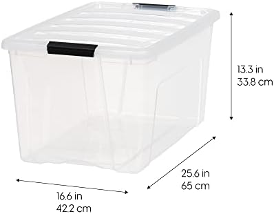 IRIS USA 72 QT Plastic Storage Box with Lid and Latches - 8 Pack - BPA-Free, See-Through Organizing Solution, Durable Nestable Stackable Containers, Secure Pull Handle - Clear - Image 2