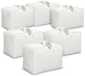 DoYiKe Soft Large Canvas Comforter Storage Bags with Four Carrying Handles and Clear Window, Closet Organizer for Clothing, Blankets Sheets Pillows and Bedding, 80L, 6 Pack, White by DoYiKe