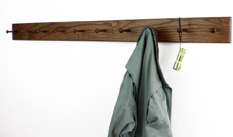 Solid Oak Xtra-Wide Shaker Peg Rack -Made in The USA - Walnut Stain 35 x 4.5 Inches with 6 Pegs - Image 4