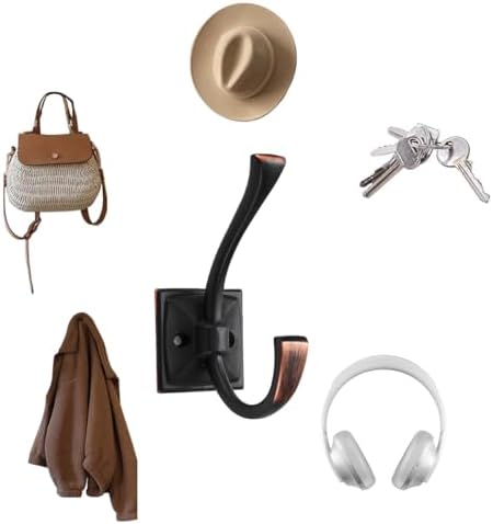 10 Pack Decorative Heavy Duty Towel Hooks for Hanging Robe Double Oil Rubbed Bronze Coat Hooks Wall Mounted with Screws for Key, Towel, Bags, Cup, Hat - Image 3