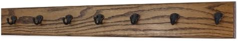PegandRail Oak Wall Mounted Coat Rack with Aged Bronze Singular Style Hooks 4.5" Ultra Wide (Walnut, 36" x 4.5" with 7 Hooks) by PEG+AND+RAIL