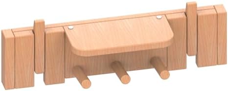 Wall Mounted Piano Key Hanger | Flip Style Hook | Entrance wall Art Hook, Made of Oak Wood (3 Times Painted, 4 Times Polished) (Fence Beech, 6Hooks) by FleiSleep