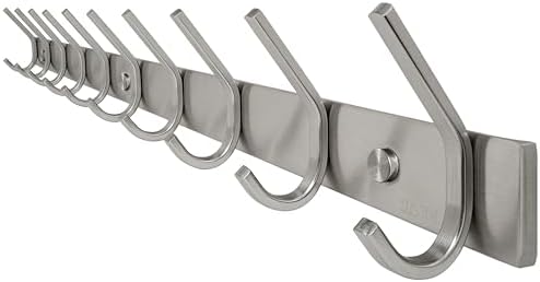 WEBI Coat Rack Wall Mount,10 Coat Hooks for Hanging Coats,30 Inch Stainless Steel 304 Coat Hanger Wall Mounted Hook Rack Rail for Clothes,Jacket,Brushed Nickel by WEBI