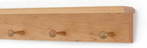 Cherry Peg Rack with Shelf -Handcrafted in The USA (Natural, 18" with 3 pegs) by PEG+AND+RAIL