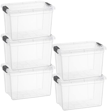 Superio 4.75 Quart Clear Plastic Storage Boxes with Lids, Stackable Organizer Containers, BPA-Free Storage Bins for Home, Office, School & Dorm, 5 Pack by Superio