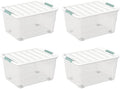 85-Quart Wheeled Latching Storage Box, 4-Pack Large Stackable Bin by Buyitt