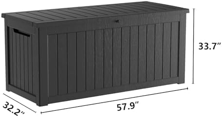 270 Gallon Deck Boxes Outdoor Waterproof, Outdoor Storage Box with Lockable Lid & UV-Resistant for Patio Furniture, Outdoor Cushions, Garden Tools and Pool Supplies, Black - Image 5