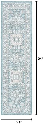 Rugs.com - Outdoor Aztec Rug – 8 Ft Runner Aqua Washable Indoor/Outdoor Rug – Weather Resistant Flatweave for Patios, Decks, Porches, and Outdoor Walkways - Image 2