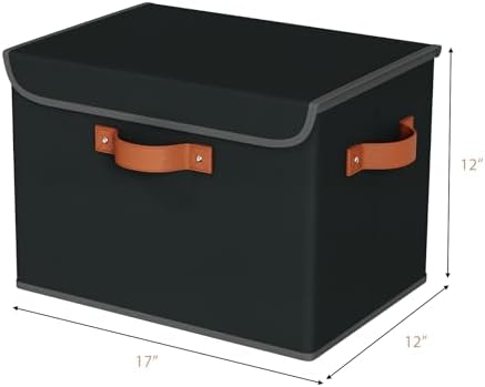 Univivi Fabric Storage Cubes with Lids, Stackable Storage Box, Black, 3 PCS - Image 2