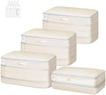 Comforter Storage Bag - Large Capacity Bedding Storage Bags Ultra Space Saving Self Compression Organizer, Washable Compression Bags for Storage Comforter Blanket Duvet Pillow, 4-Pack, Beige by EasortmPackingCubes