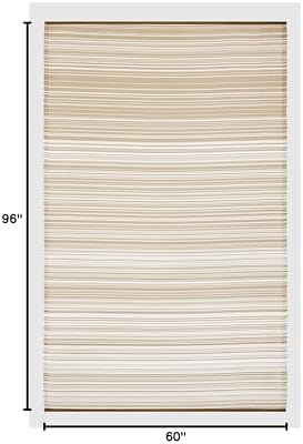 FH Home Outdoor Rug - Waterproof, Fade Resistant, Reversible - Premium Recycled Plastic - Striped - Patio, Deck, Porch, Balcony - Havana - Beige Crease Free - 5 x 8 ft - Image 2