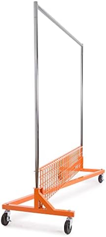 Econoco Commercial Rolling Z-Rack with Wire Shelf, Orange Base & Orange - Image 5