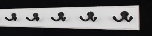 White Coat Rack with Aged Bronze Double Style Hooks (25.5" x 3.5" with 5 hooks) by PEG+AND+RAIL