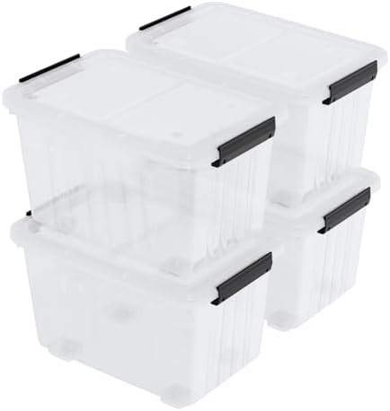 50 Quart Large Clear Plastic Storage Bins with Lids, 4 Packs by Oymlclivisa