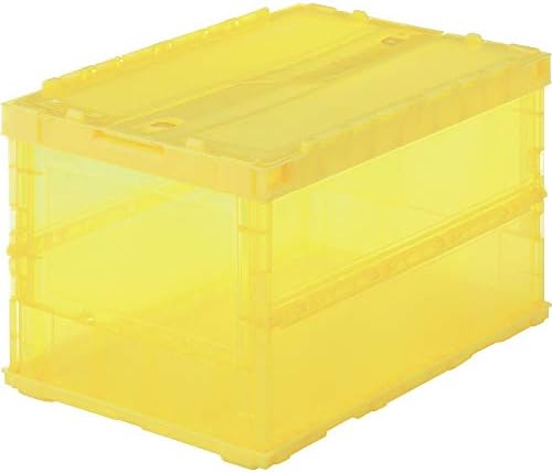 TRUSCO TSK-C50B-Y Thin Folding Container Scale, 16.9 gal (50 L) with Locking Lid, Yellow, Storage Box by Trusco