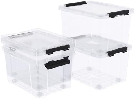 24 Quart Plastic Clear Storage Box with Wheel, 4-Pack Bin with Lid - Image 7