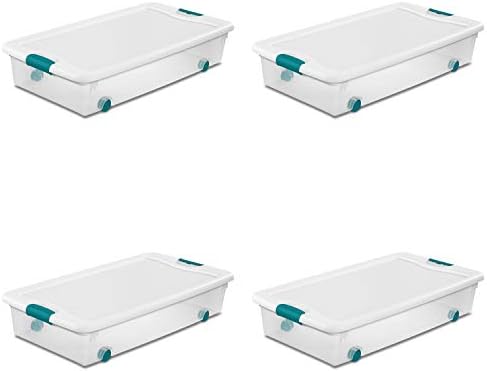 Sterilite Wheeled Latching Box w/ Lids for Home & Office, 56 Quart, 4-Pack by Sterilite