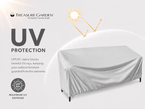 Treasure Garden X-Large Sofa Cover, 300D Polyester Outdoor Deep Seating Patio Sofa Cover, Water Resistant, UPF50+ UV Protection, Elastic Hem, Cinch Lock, Built-In Pouch & Storage Bag - Image 6