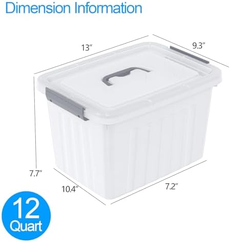12 Quart Stackable Clear Plastic Latch Storage Bin with Lid, 6-Pack - Image 2