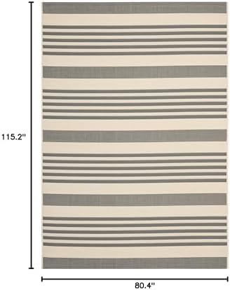 SAFAVIEH Courtyard Outdoor Area Rug 6'7"x9'6", Grey & Bone CY6062-236 - Image 2