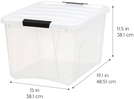 IRIS USA 40 Qt Storage Bins with Lids, 6 Pack, Clear/White - Image 2