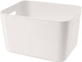Set of 4 Plastic Storage Bin,“13.4x10.2x8'' Versatile Kitchen Pantry Organization and Storage,for Plastic Storage Container Under Bed,Under Sink Bathroom Organizer (White,4 Pack Large by Amyup