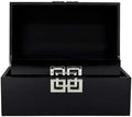Galt International Storage Box Set Decorative Storage Box w/Hinged Lid Classic Design Wood Decor Boxes with Geometric Clasp Storage for Bedroom & Home - Set of 2 (Black & Silver) by GaltInternational