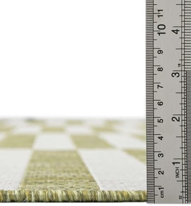 Unique Loom Outdoor Striped Collection Area Rug - Striped (5' 1" x 7' 1" Rectangle Green/Ivory) - Image 2
