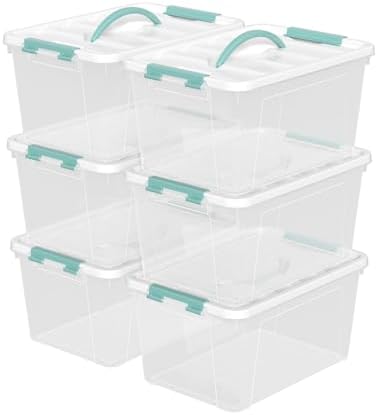 6-Pack 14 Quart Storage Latch Box/Bins, Stackable Box with Handle - Image 5