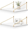 Afuly Floating Shelves for Wall, 12 Inch Deep Gold White Shelf, Set of 2 by Afuly