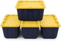 17 Gallon Storage Totes with Lock Holes, Black/Yellow, 4 Pack by Unknown