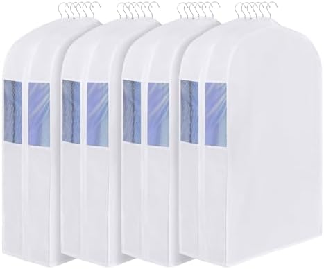 Univivi 32 Inch Cotton Hanging Garment Bag for Closet Storage 4 Pack, White by Univivi