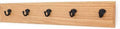 PegandRail Oak Wall Mounted Coat Rack with Aged Bronze Singular Style Hooks 4.5" Ultra Wide (Natural, 25.5" x 4.5" with 5 Hooks) by PEG+AND+RAIL