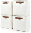Bagnizer 13x13 Cube Storage Bins, Collapsible Fabric Storage Box, 4 Pack Closet Baskets with Handles for Organizing, Shelf, Toys, Clothes, Home, Office, Nursery (White) by Bagnizer